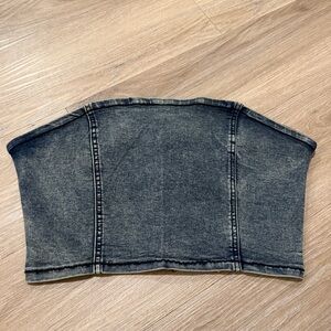 Denim Strapless Crop Top